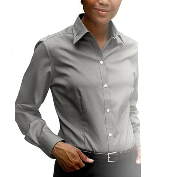 BANANA REPUBLIC Button Down Shirt, Long Sleeve, Sz M, Gray, Cotton, NEW - Picture 1 of 11